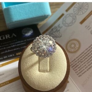 5 CT GRA Moissanite Ring 18KGP S925 NEW